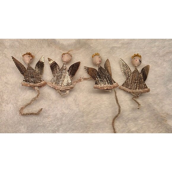 Vintage Angel Mid-Century Foil Cardboard Christmas Picks or Ornaments - Picture 1 of 6